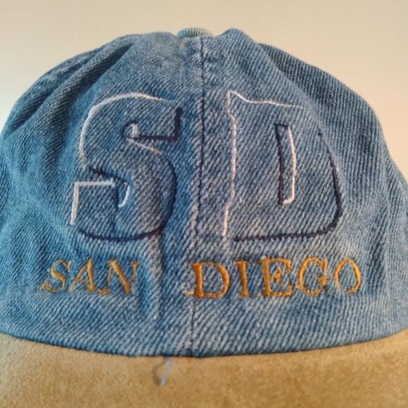 Vintage San Diego Suede Brim Strap Back Denim Hat - Picture 2 of 8